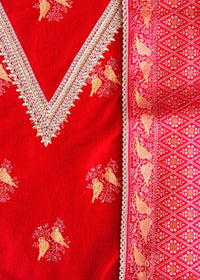 Red Kanjivaram-3 Piece Suit Set