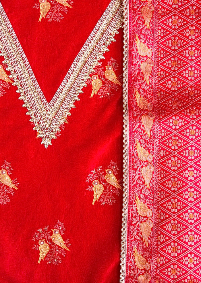 Red Kanjivaram-3 Piece Suit Set