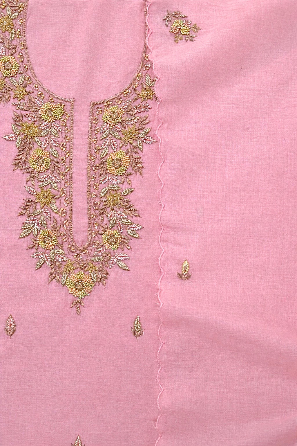 Orangish Mul Chanderi-3 Piece Suit Set