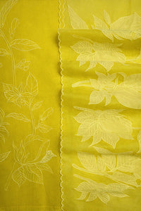 Lime Yellow Chanderi- 3 Piece Suit Set