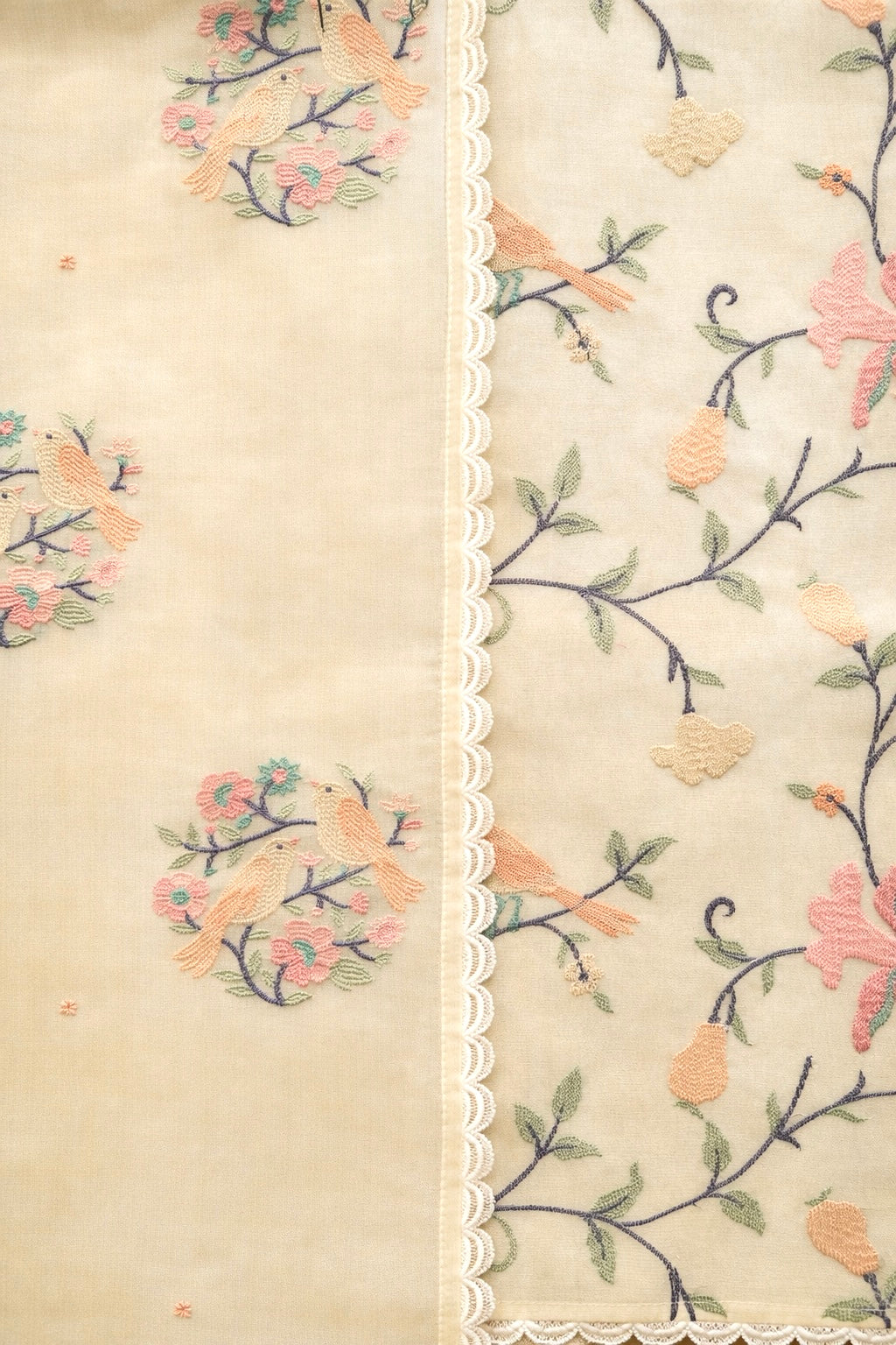 Cremish White Bird-3 Piece Suit Set