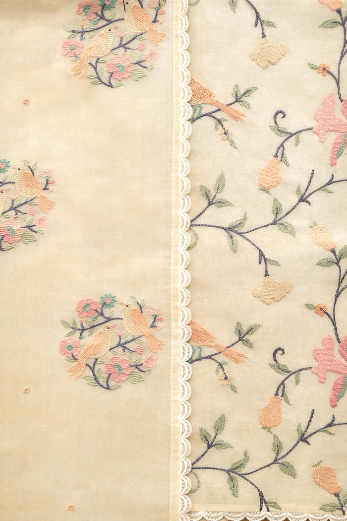 Cremish White Bird-3 Piece Suit Set