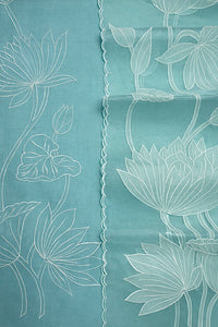 Blue Chanderi- 3 Piece Suit Set