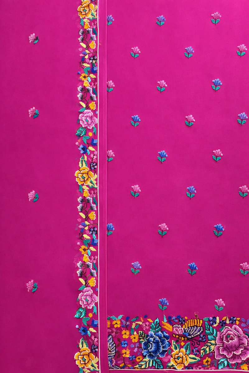 Pink Cross Stitch- 3 Piece Suit Set