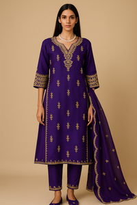 Purple Gold-3 Piece Suit Set