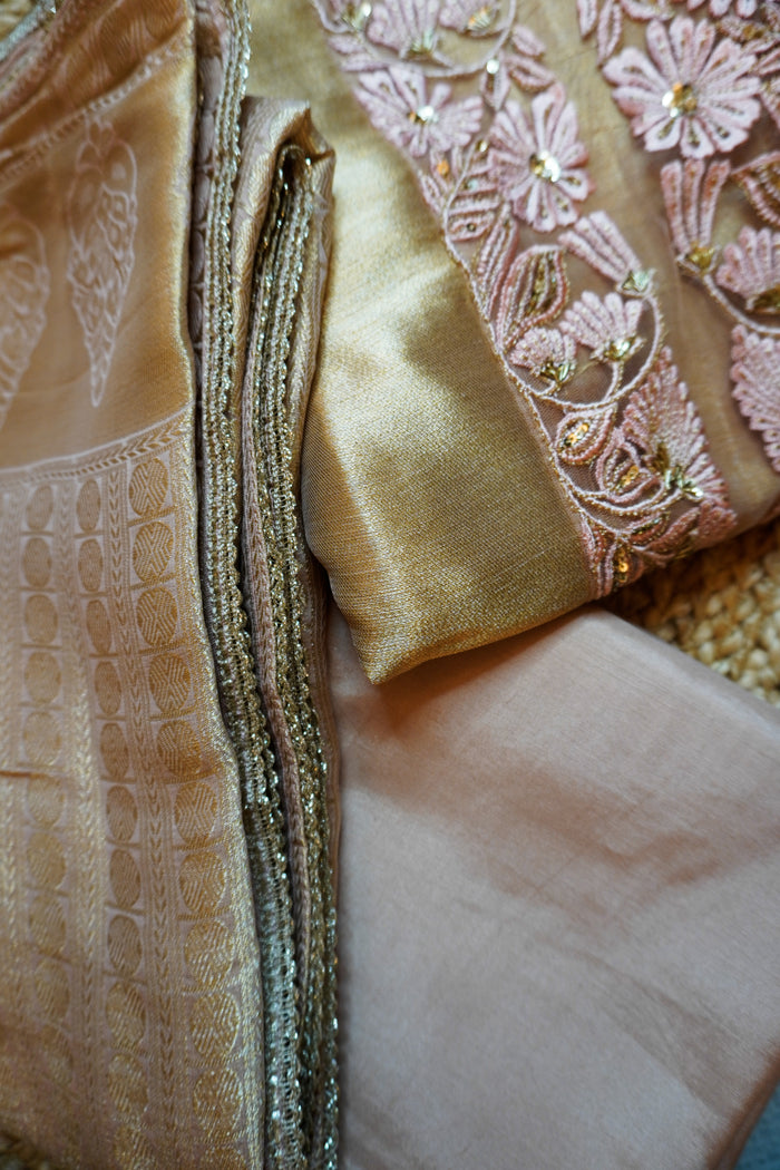 Gold Silk-3 Piece Suit Set