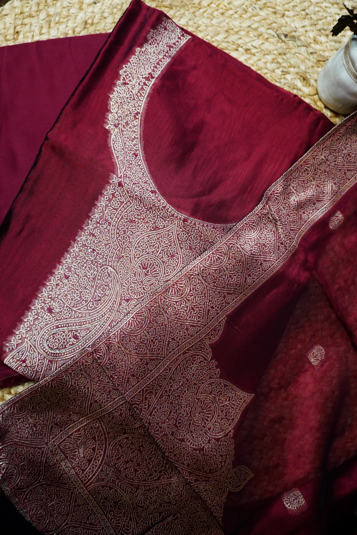 Maroon Silk-3 Piece Suit Set