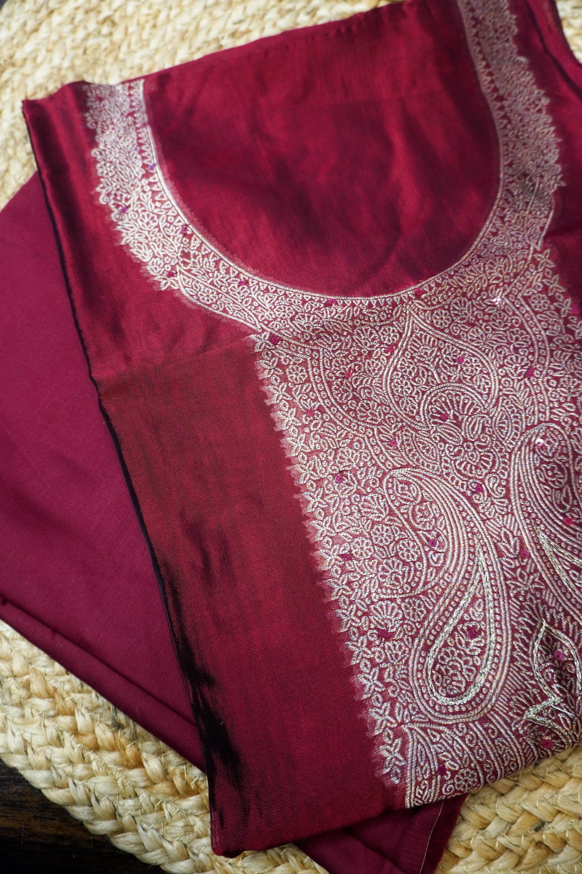 Maroon Silk-3 Piece Suit Set