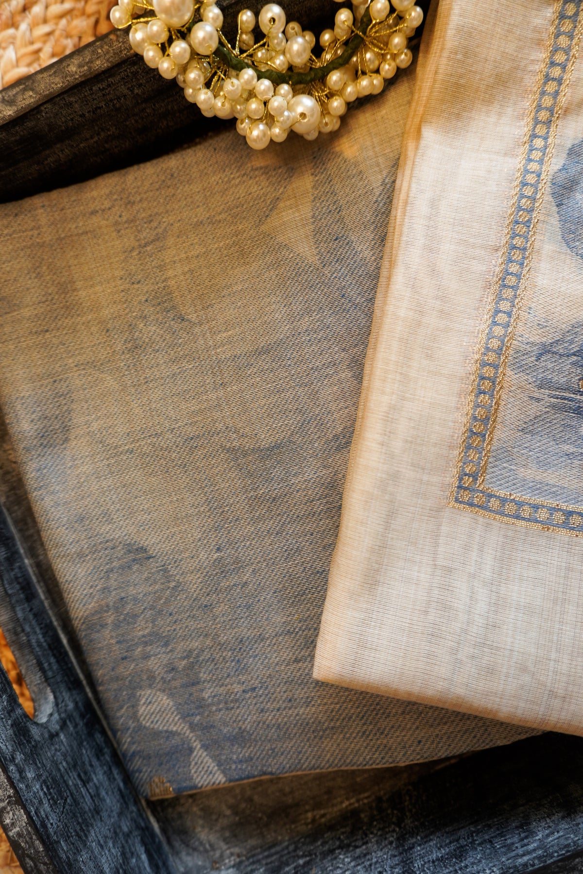 Blue Beige-3 Piece Suit Set