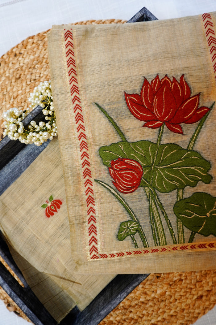 Beige Lotus-3 Piece Suit Set