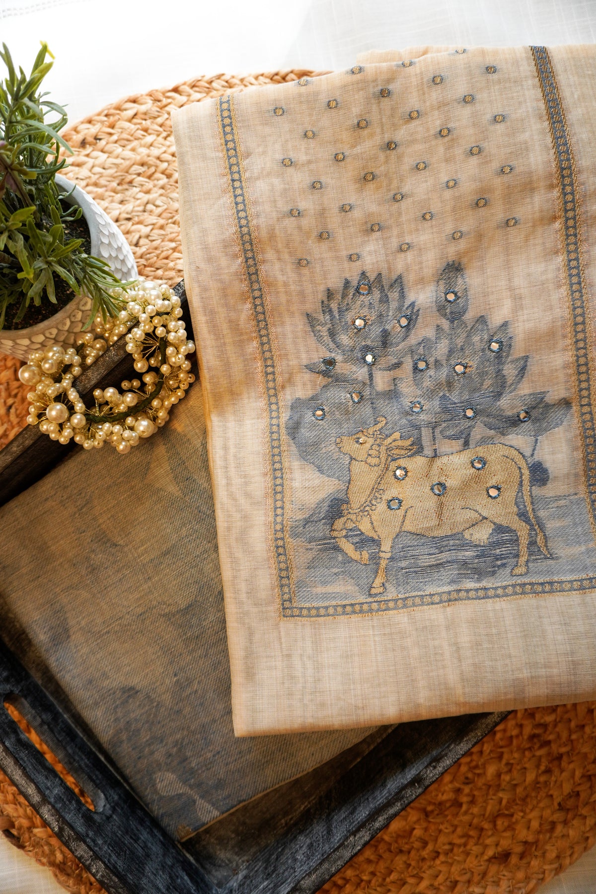 Blue Beige-3 Piece Suit Set