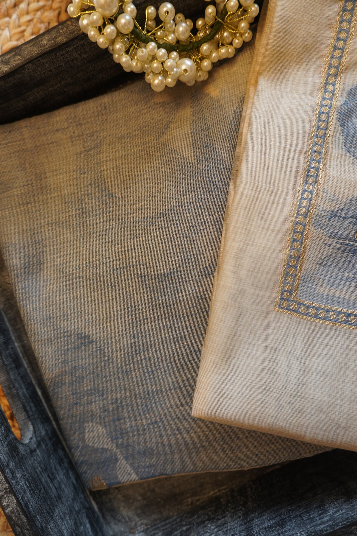 Blue Beige-3 Piece Suit Set