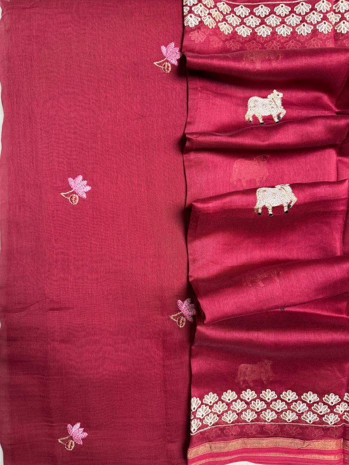 Mehroon Mul-3 Piece Suit Set