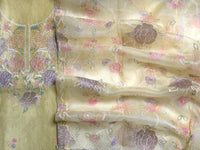 Yellow Gold Chanderi- 3 Piece Suit Set