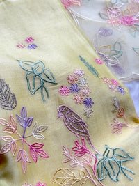 Yellow Gold Chanderi- 3 Piece Suit Set