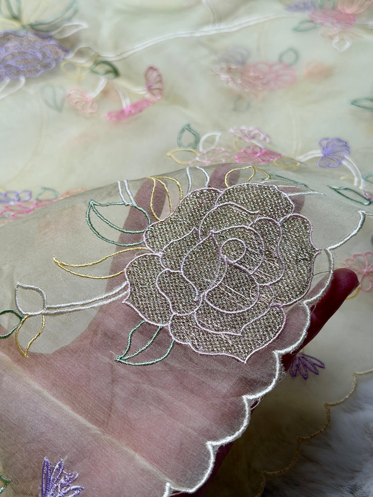 Yellow Gold Chanderi- 3 Piece Suit Set