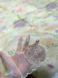 Yellow Gold Chanderi- 3 Piece Suit Set