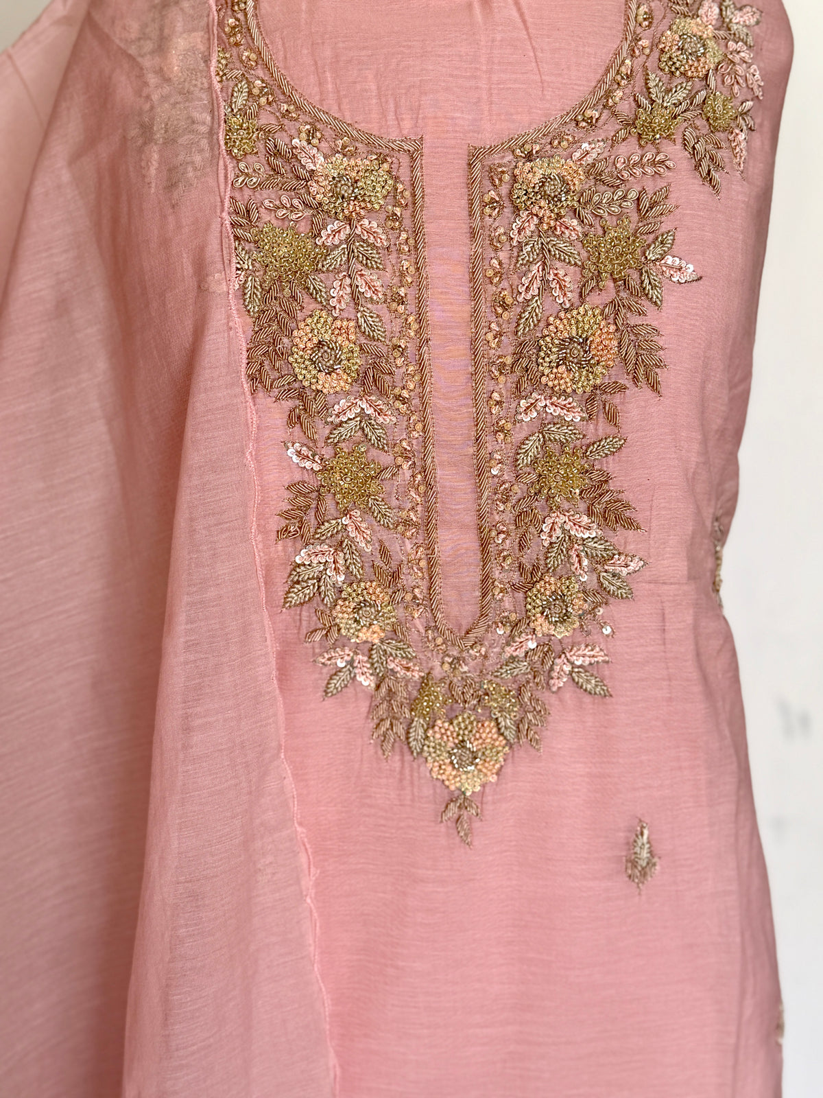 Orangish Mul Chanderi-3 Piece Suit Set