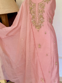 Orangish Mul Chanderi-3 Piece Suit Set