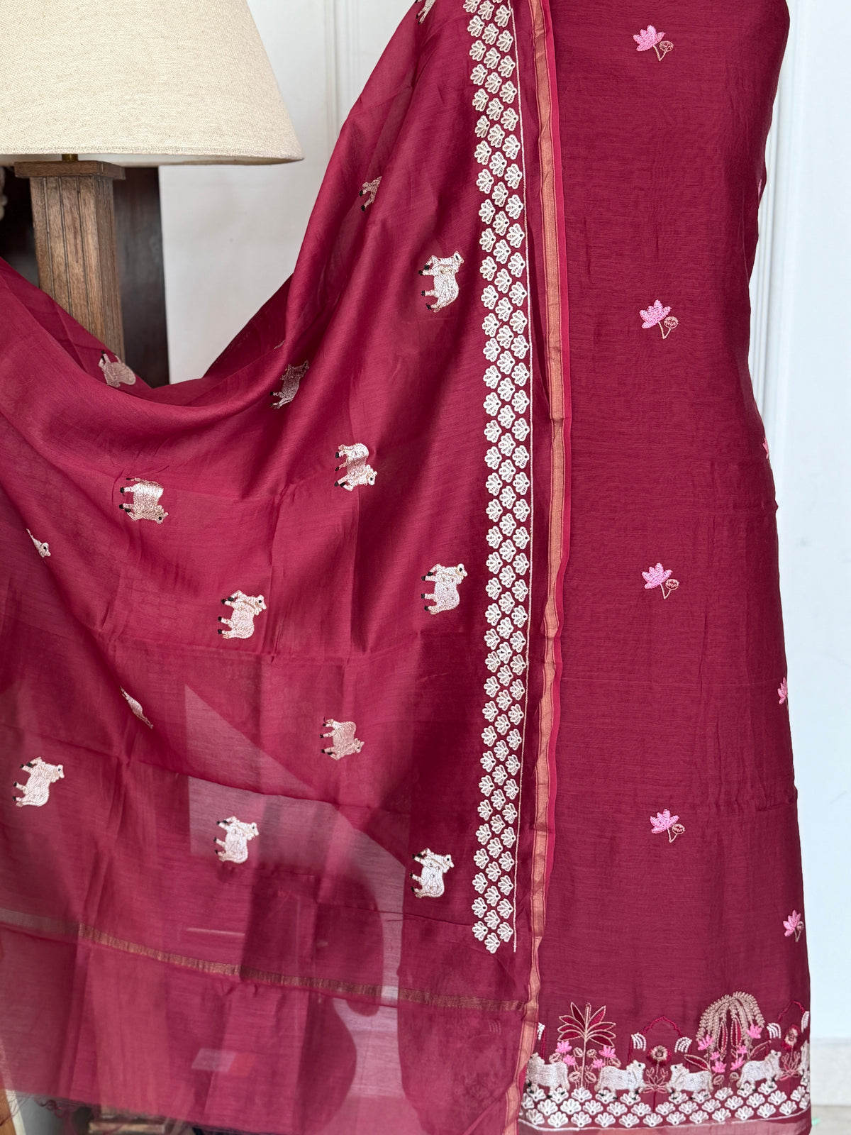 Mehroon Mul-3 Piece Suit Set