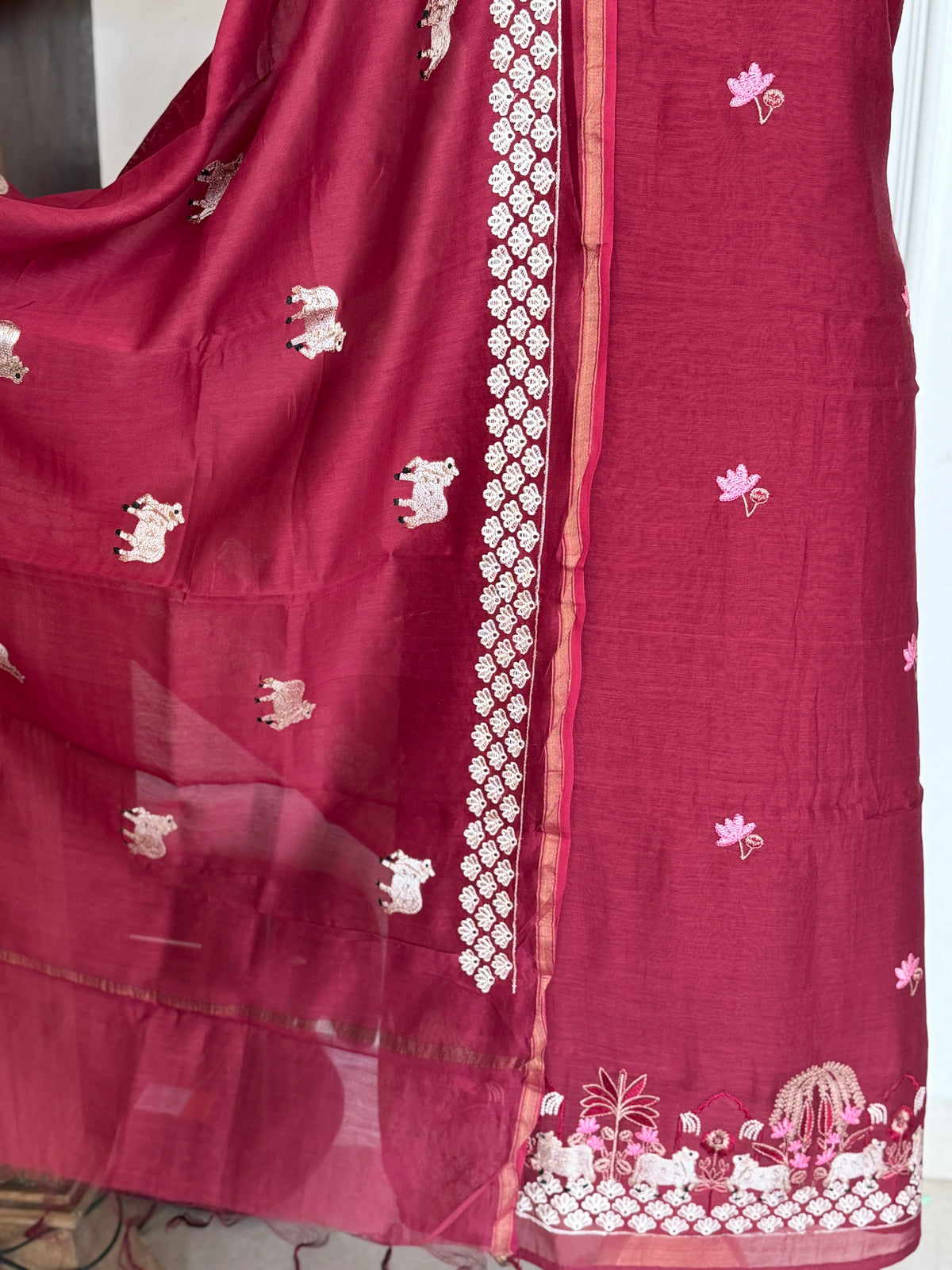 Mehroon Mul-3 Piece Suit Set