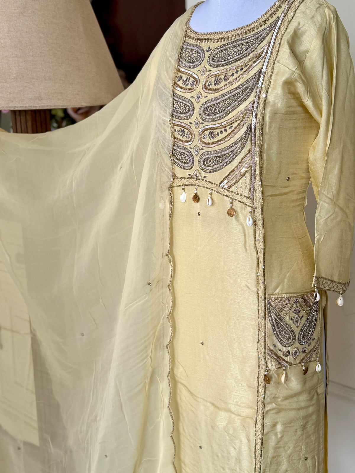 Cremish Gold-3 Piece Suit Set