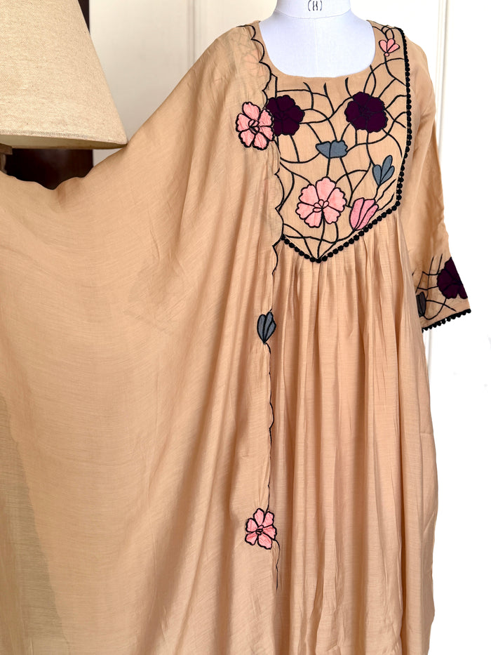 Beige Bloom-3 Piece Suit Set