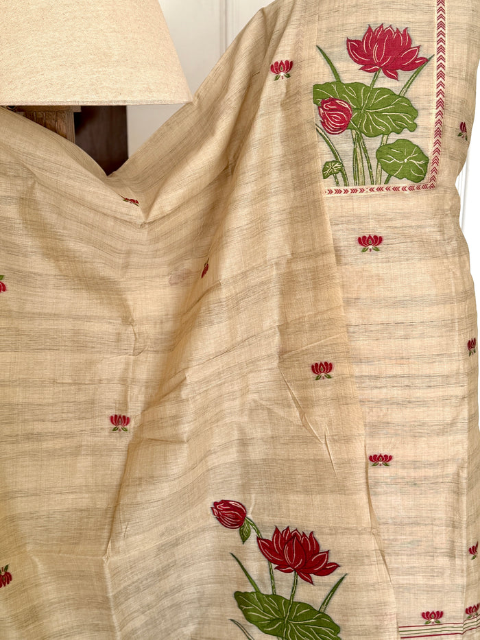 Beige Lotus-3 Piece Suit Set