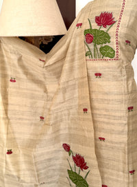 Beige Lotus-3 Piece Suit Set