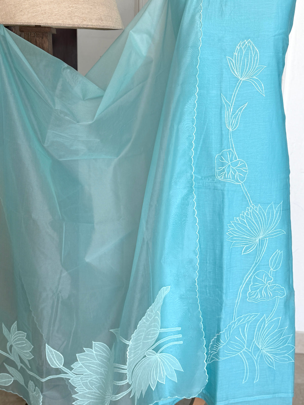 Blue Chanderi- 3 Piece Suit Set