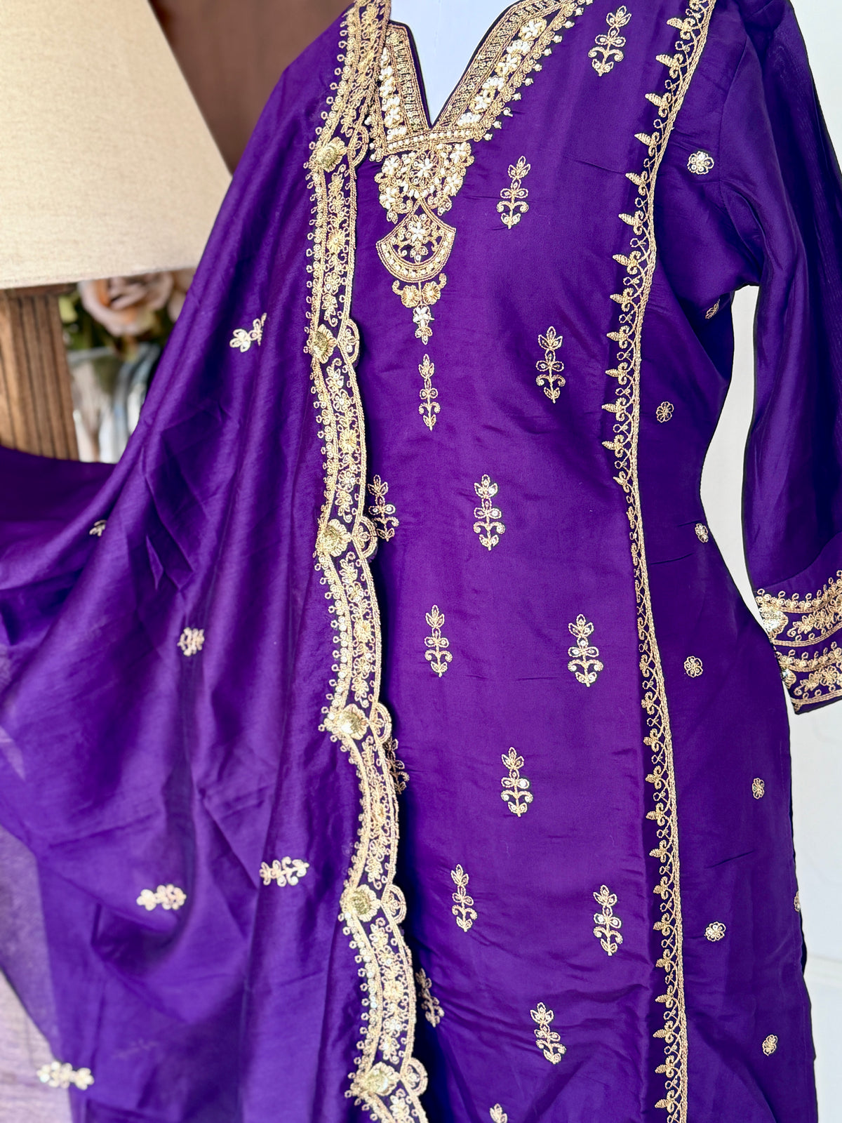 Purple Gold-3 Piece Suit Set