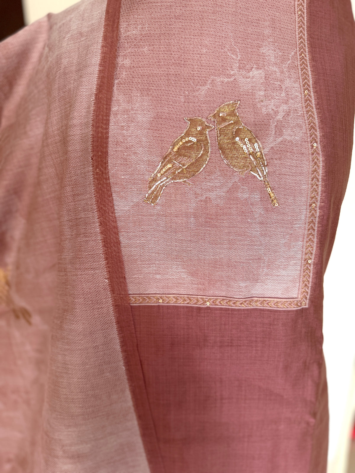 Old Rose Jamdani- 3 Piece Suit