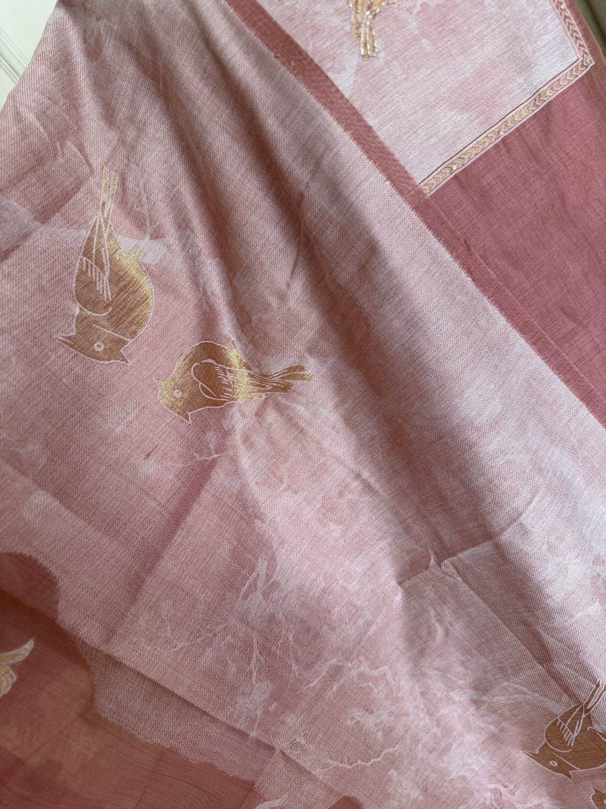 Old Rose Jamdani- 3 Piece Suit