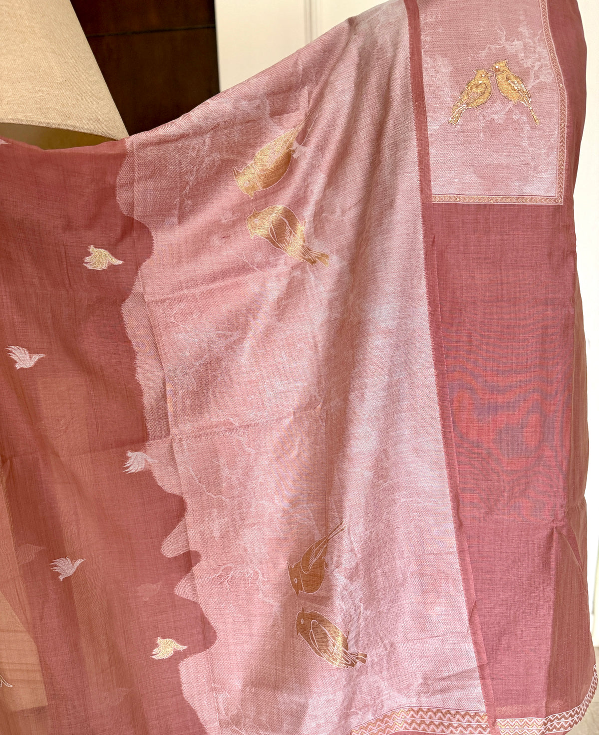 Old Rose Jamdani- 3 Piece Suit