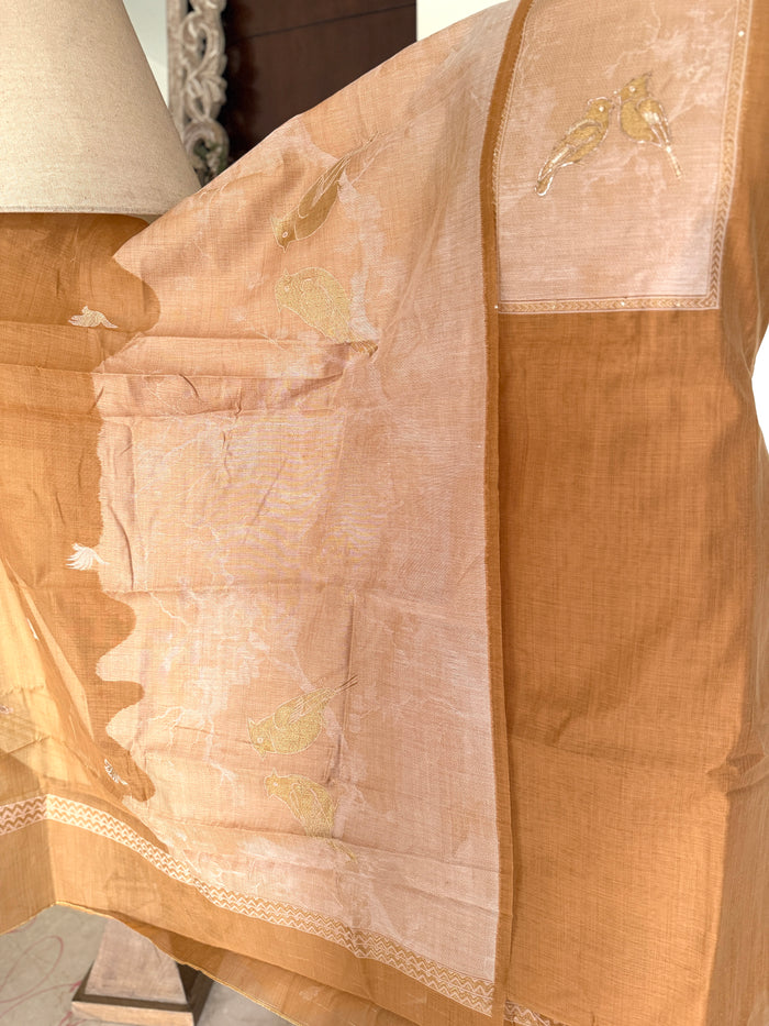 Orange Jamdani- 3 Piece Suit Set