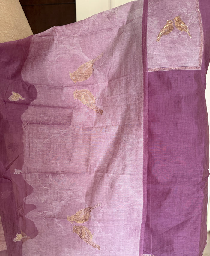 Plum Jamdani- 3 Piece Suit Set