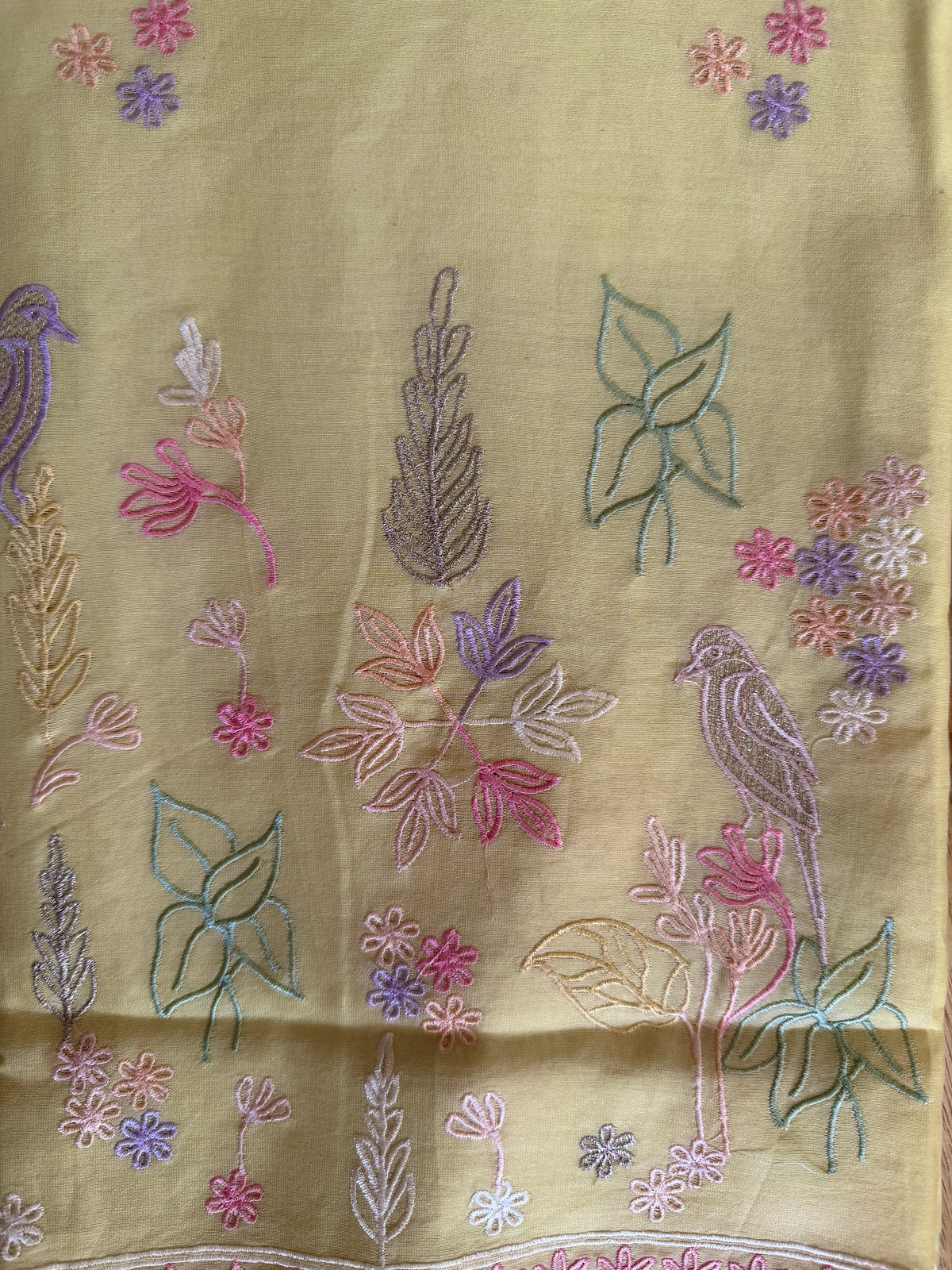 Yellow Gold Chanderi- 3 Piece Suit Set