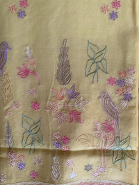 Yellow Gold Chanderi- 3 Piece Suit Set