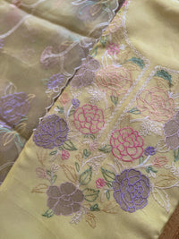 Yellow Gold Chanderi- 3 Piece Suit Set