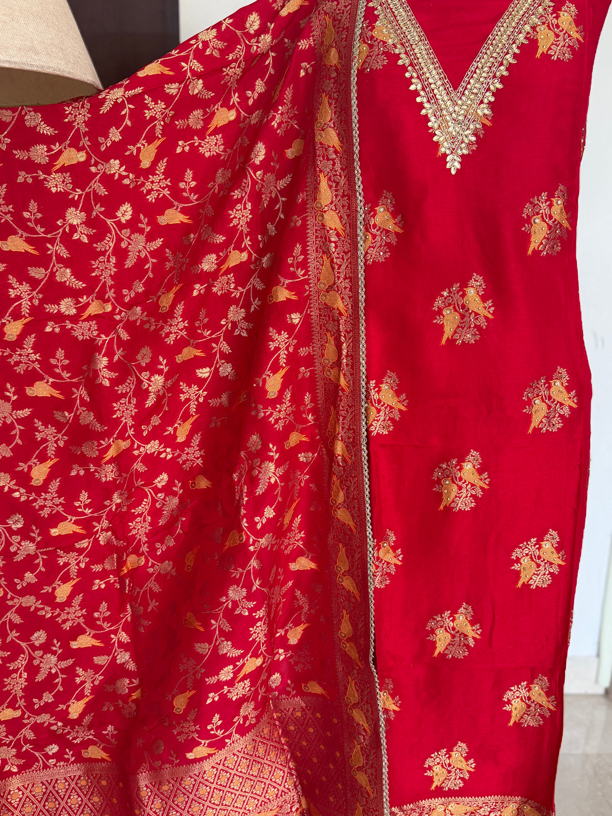 Red Kanjivaram-3 Piece Suit Set