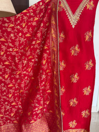 Red Kanjivaram-3 Piece Suit Set