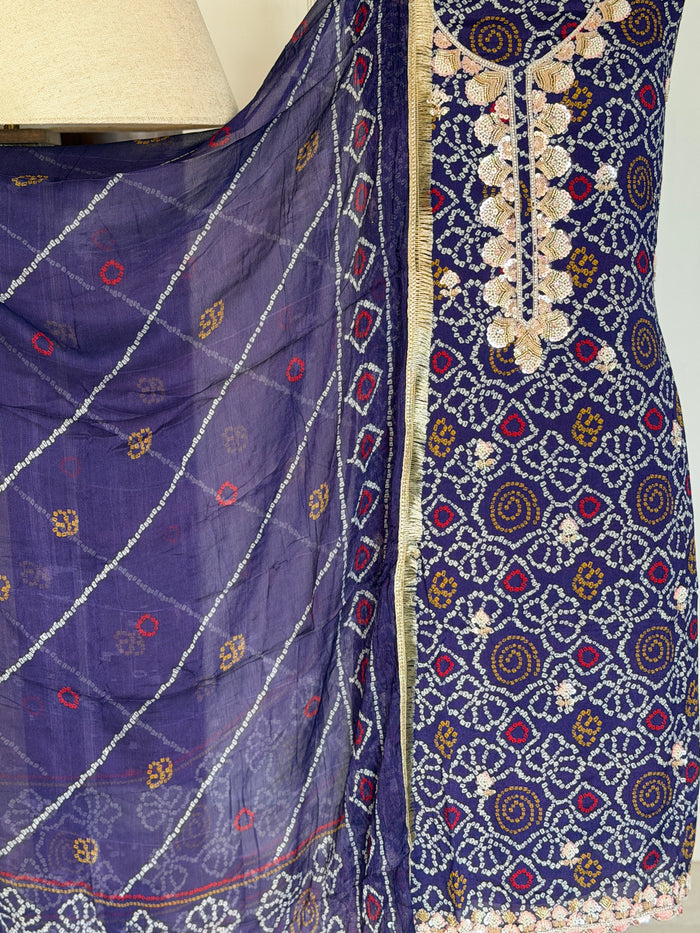 Navy Noor-3 Piece Suit Set