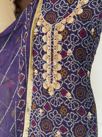 Navy Noor-3 Piece Suit Set