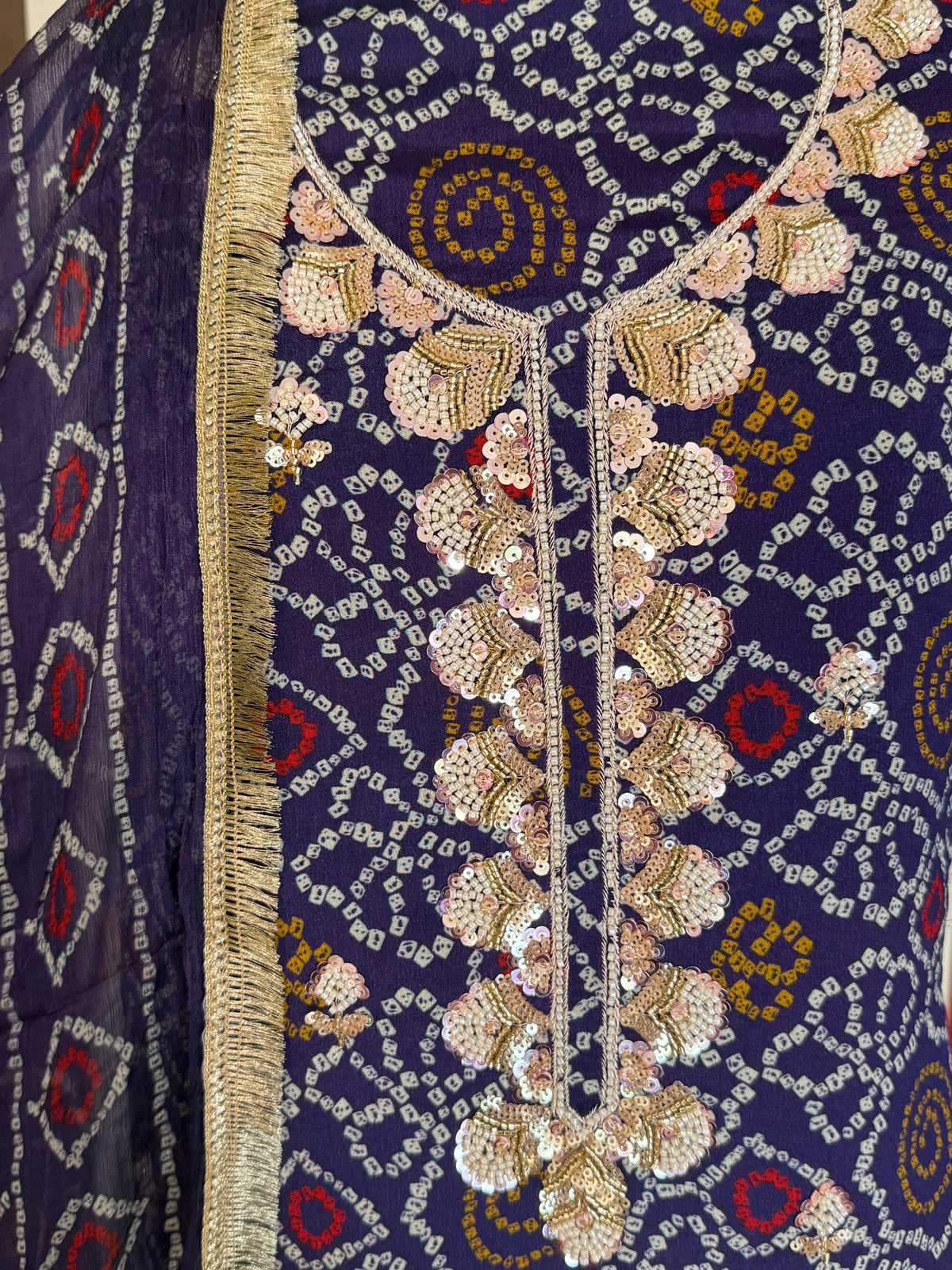 Navy Noor-3 Piece Suit Set