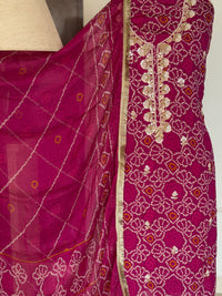Pink Gulmohar Bandhani-3 Piece Suit Set