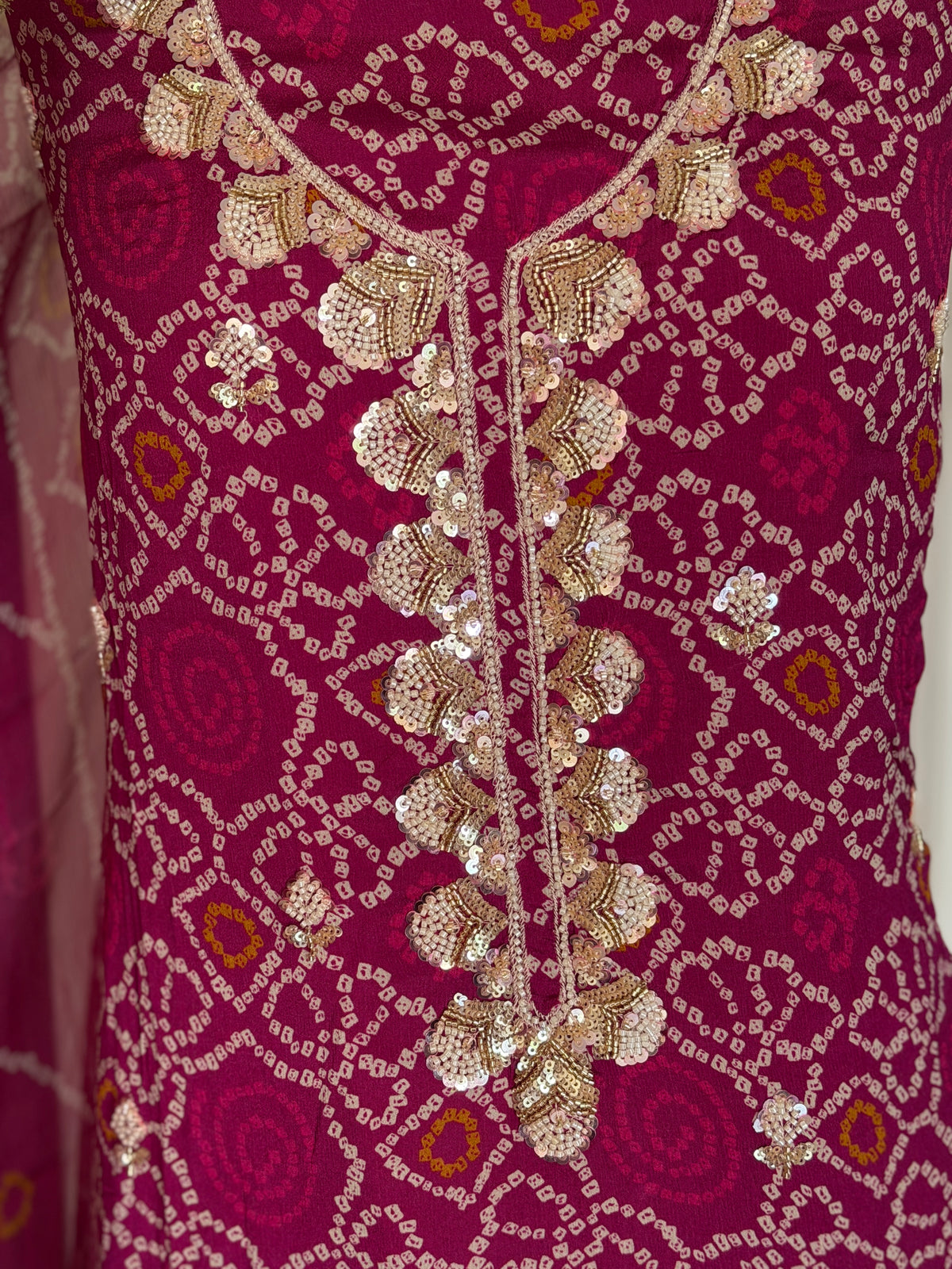 Pink Gulmohar Bandhani-3 Piece Suit Set