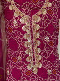 Pink Gulmohar Bandhani-3 Piece Suit Set