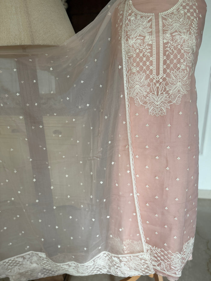 Beige White-3 Piece Suit Set