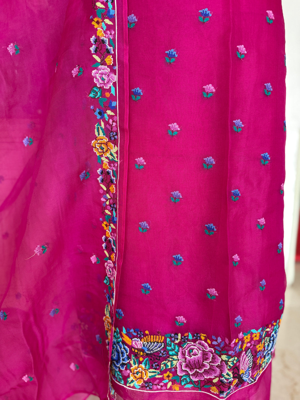 Pink Cross Stitch- 3 Piece Suit Set