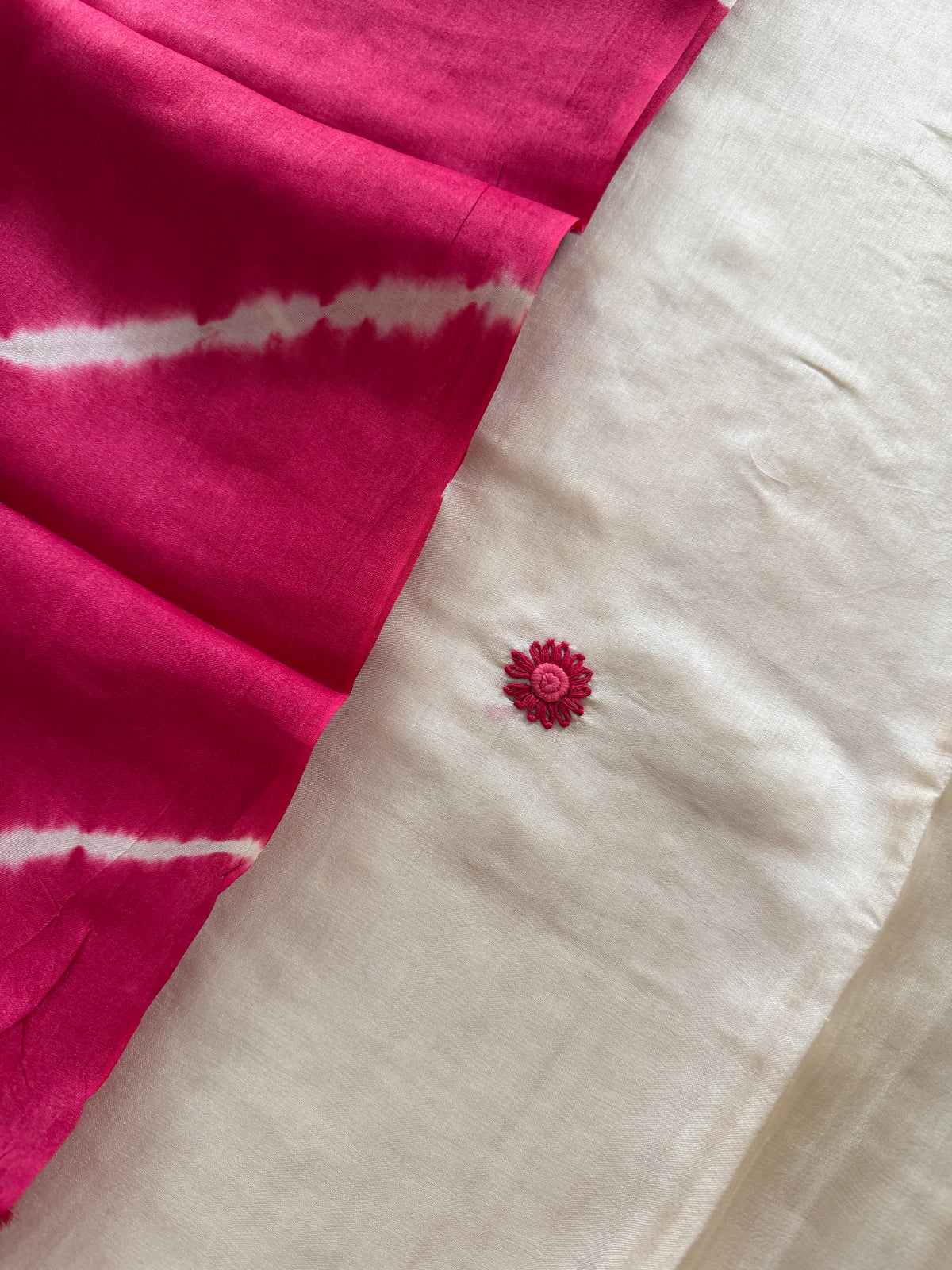 Pure Silk White French Knot-3 Piece Suit Set